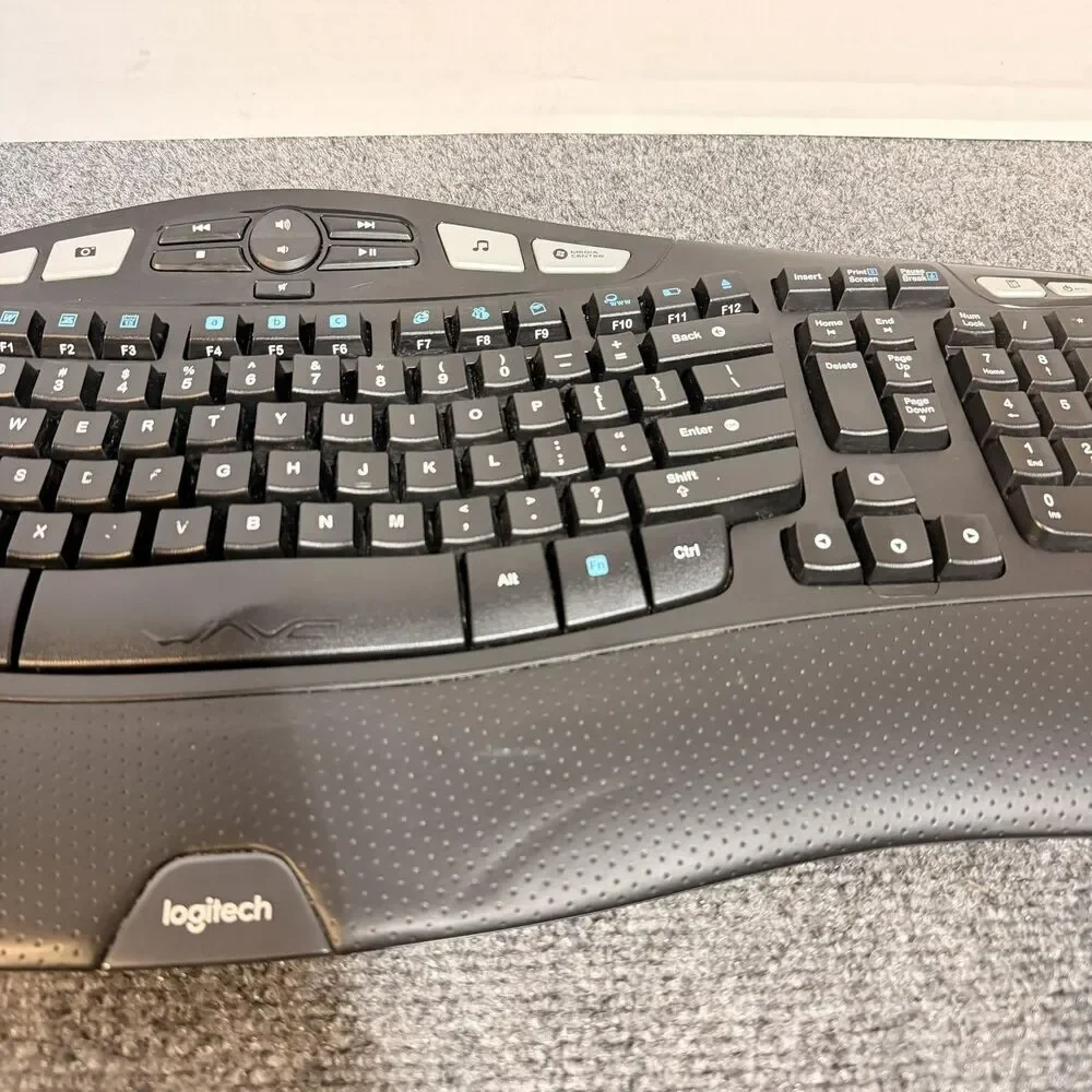 Logitech K350 Wave Wireless Keyboard Ergonomic 2.4GHz USB Black PC Multimedia
